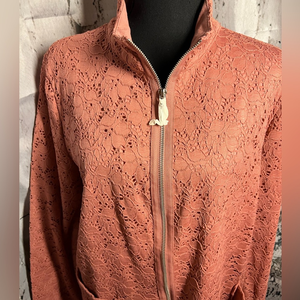 Denim&Co rose floral lace shacket size Large NWOT vintagerose‎ cottagecore boho